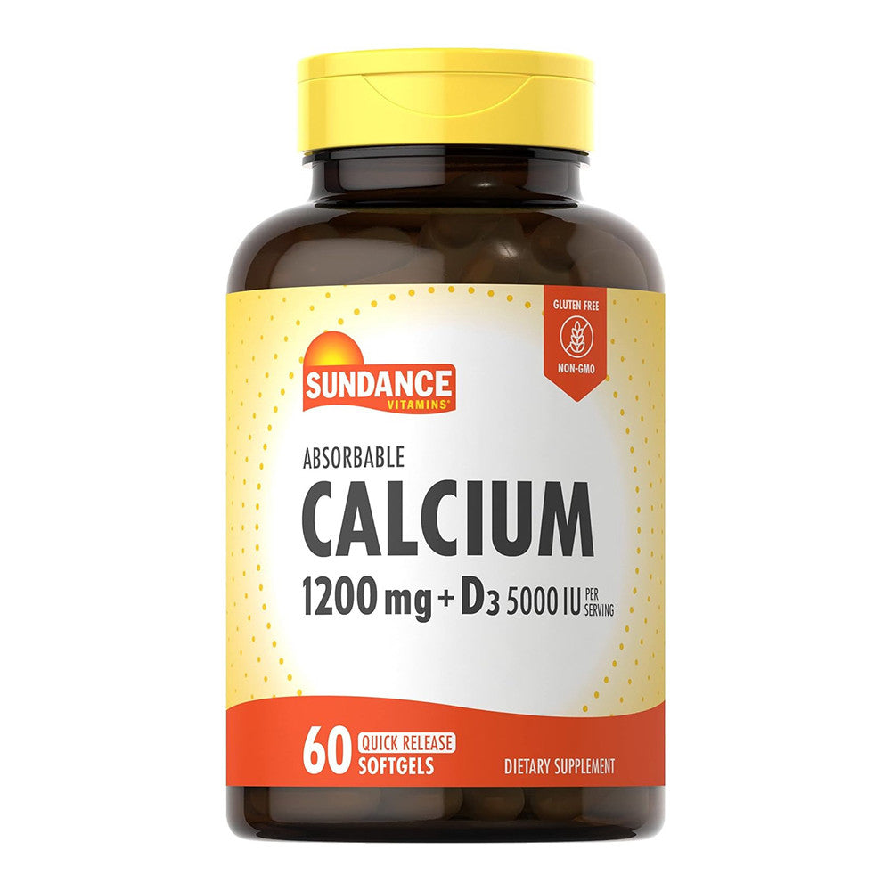 Sundance Calcium 1200 Mg Plus Vitamin D3 5000 IU Bone Health Quick Release Softgels, 60 Ea